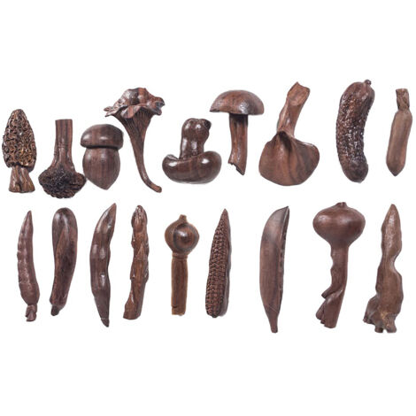 Set de 18 Porte-Couteaux Sculptés à la Main - Bois de Rose Naturel - 5 à 10cm - Pièces Uniques - Style Ethnique pour Table Originale
