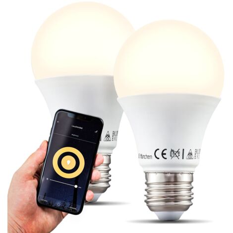 Set de 2 ampoules LED connectées E27 9W compatibles Alexa Google Home voice contrôle