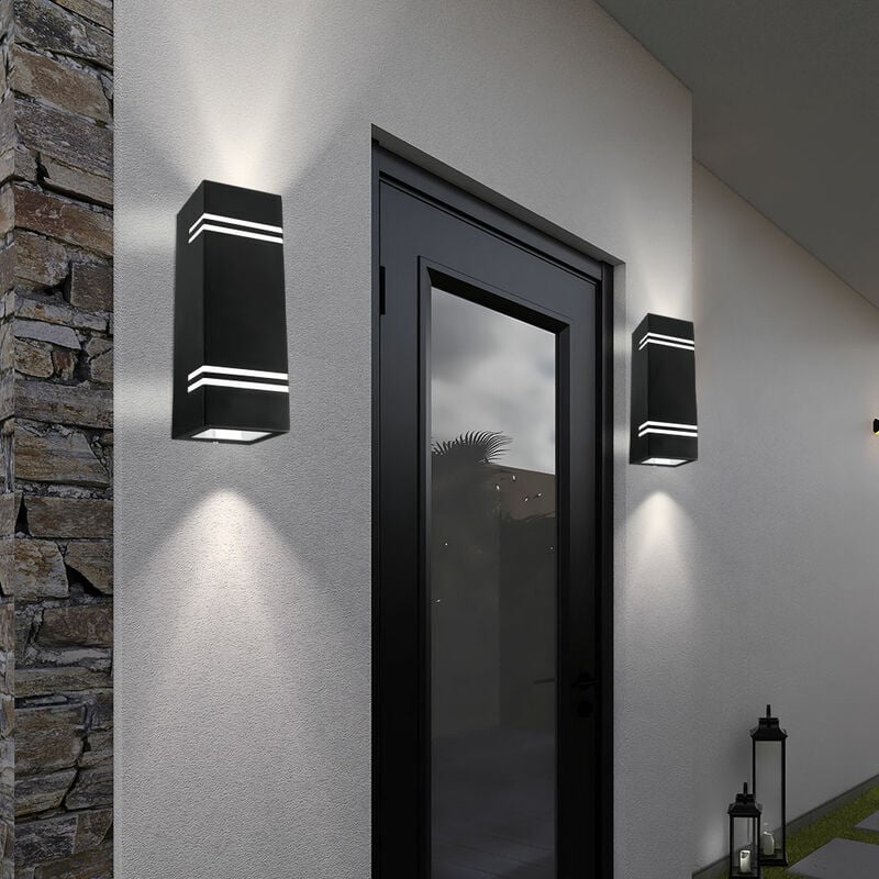 Lot de 2 spots muraux extérieurs en inox s'allume cour de propriété dans un ensemble comprenant des ampoules led