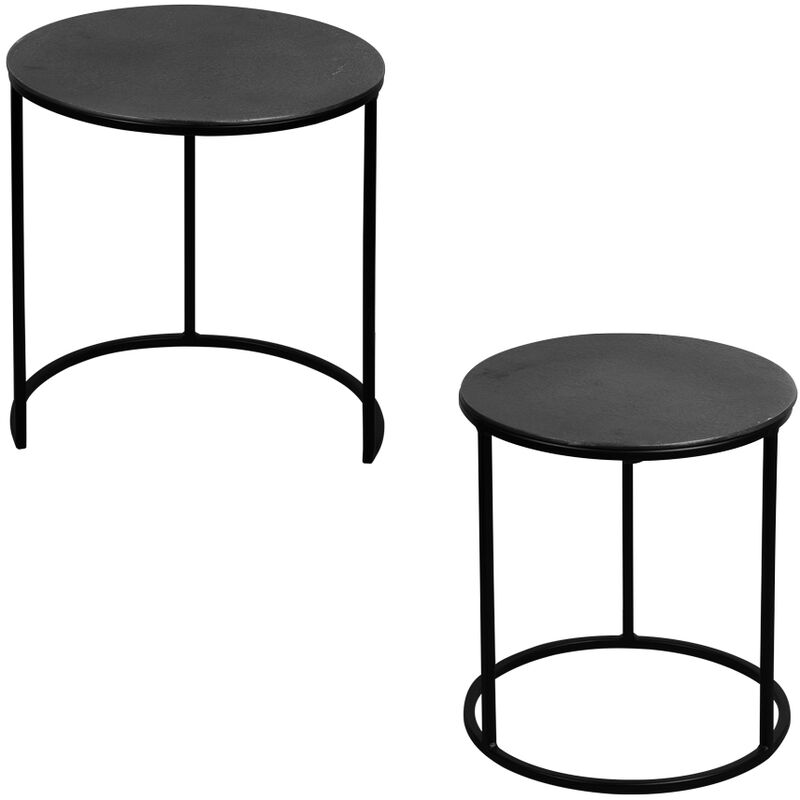 Set de 2 bouts de canapés ronds noirs 41 et 39 cm - Noir - Table Passion