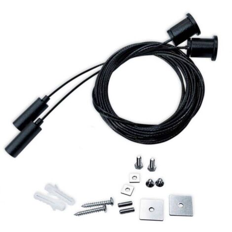 Set de 2 cables de suspensión 2m para perfiles y carriles, negro