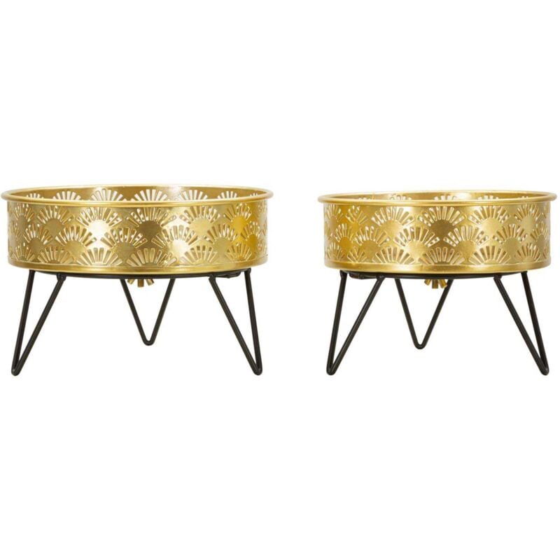 Set de 2 cache-pots en métal doré et noir Zanny