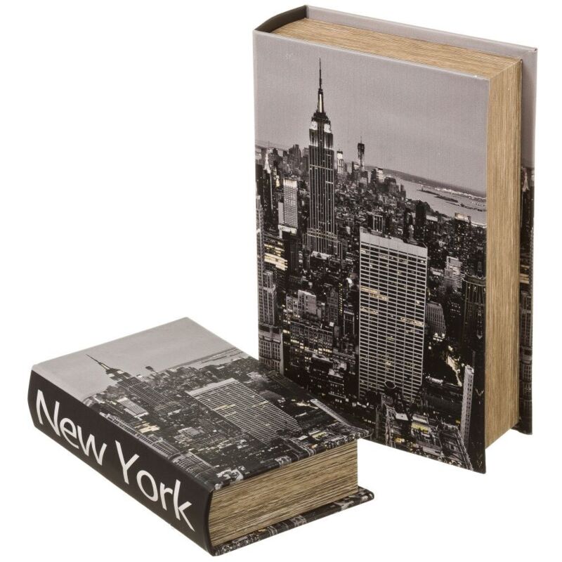 

Set de 2 cajas libro de madera ciudad gris