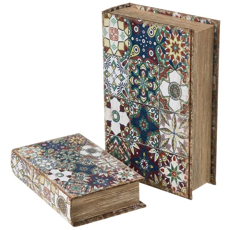 

Set de 2 cajas libro de seda y DM de mosaico burdeos