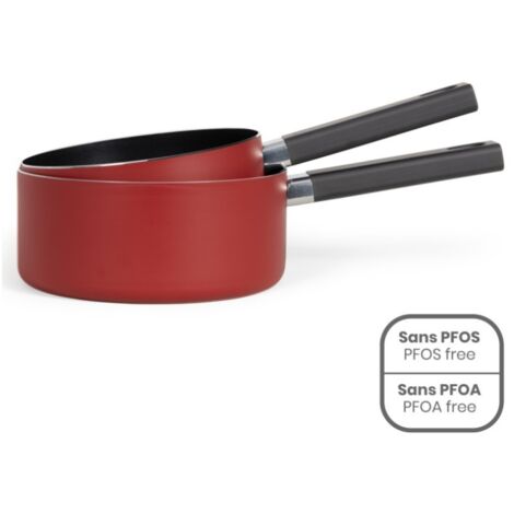 Set de 2 casseroles - LIVOO - MEP154R - Antiadhésif sans PFOA - Manche silicone - Tous feux