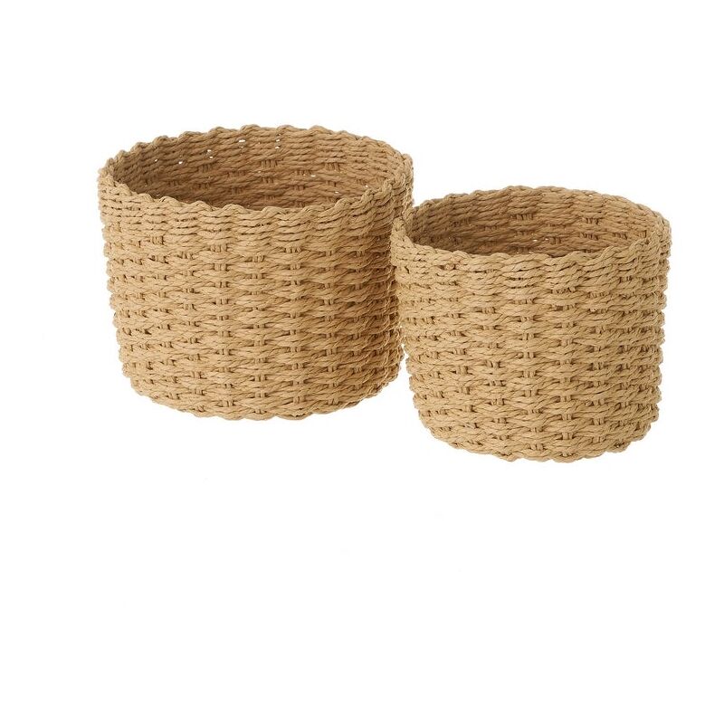 

Set de 2 cestas de fibra de papel beige redondas