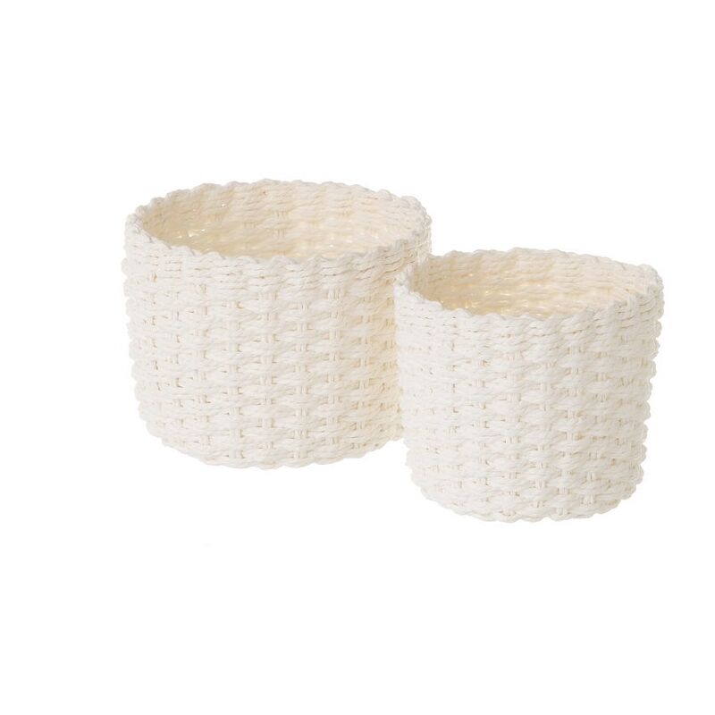 

Set de 2 cestas de fibra de papel blancas redondas