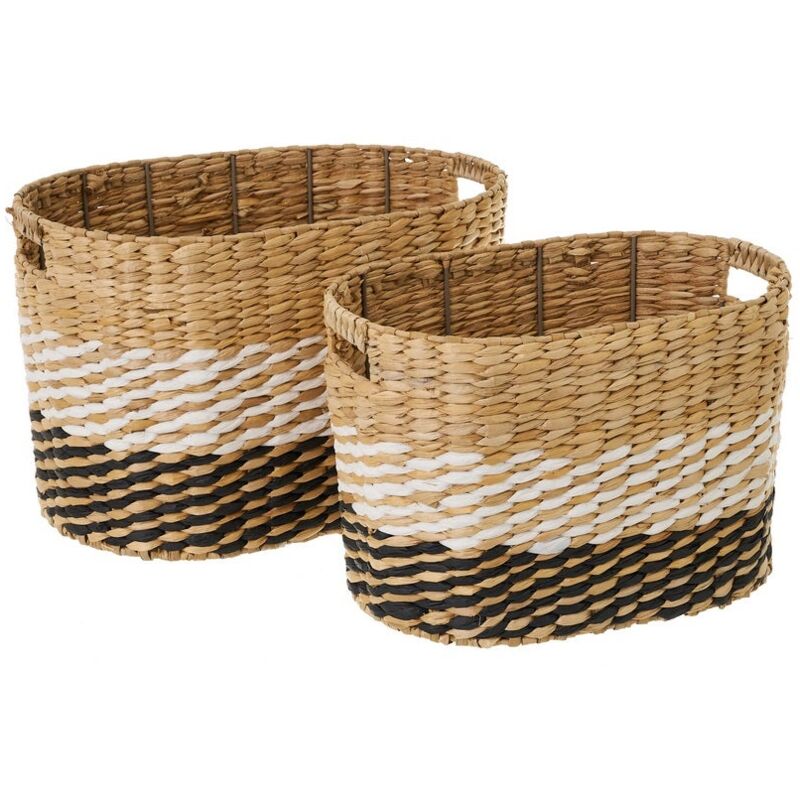 

Set de 2 cestas de fibra natural blancas y negras ovaladas