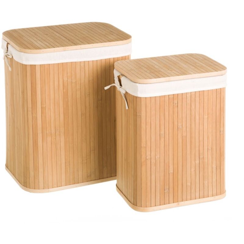 

Lolahome - Set de 2 cestos de ropa de bambú marrón nórdico