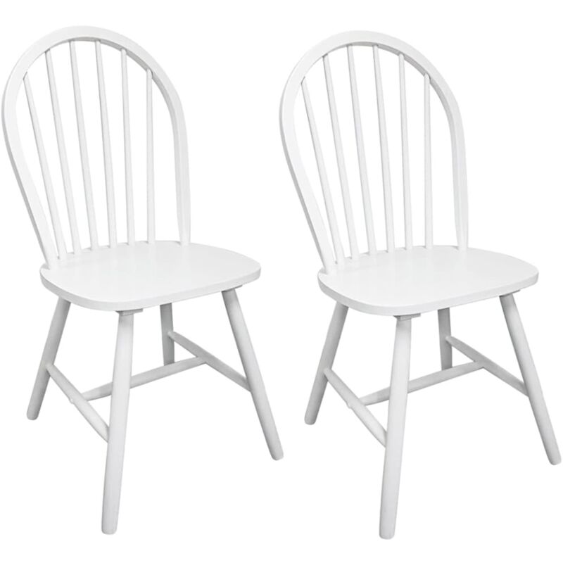 Vidaxl - Chaises à manger lot de 2 blanc bois d'hévéa solide