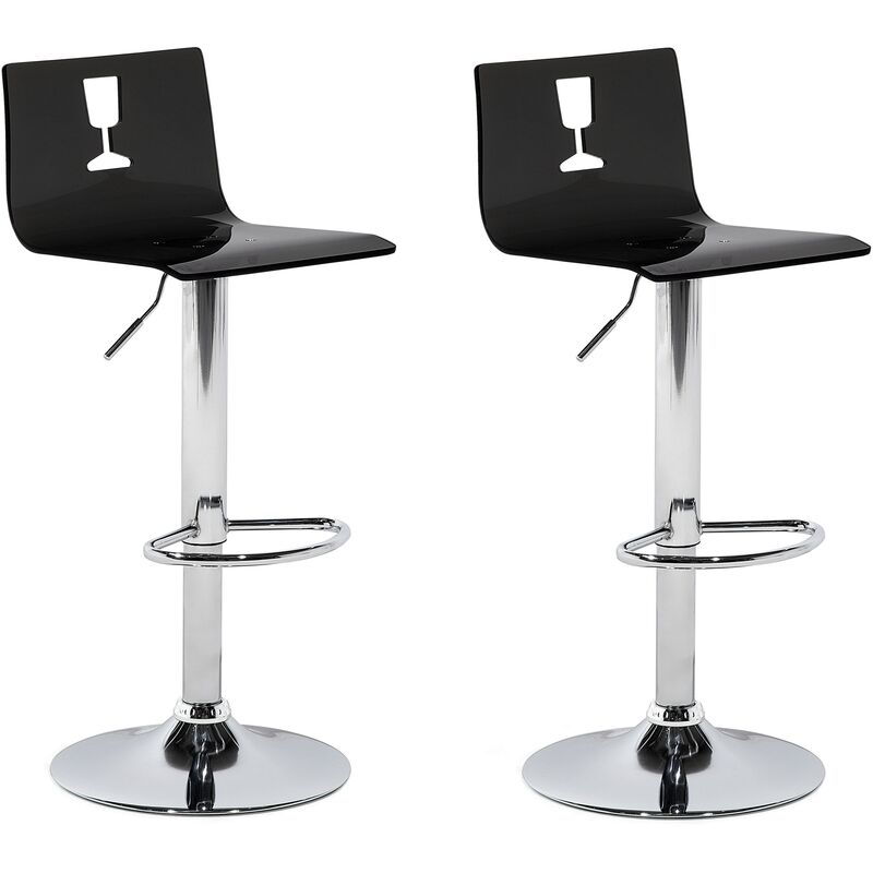 set 2 tabourets chaises de bar siège en acrylique transparent et pied en métal réglable en hauteur pour salle à manger ou cuisine moderne beliani
