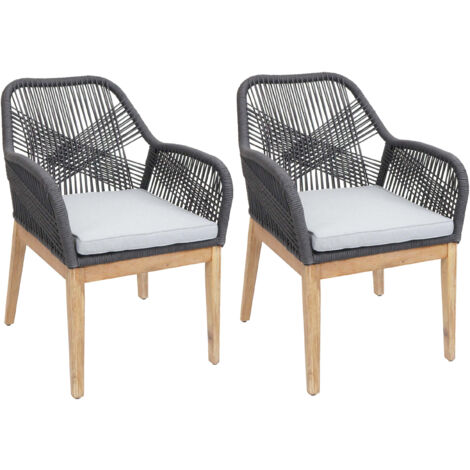Set de 2 chaises de jardin HWC-H56b, fauteuil Outdoor, résistant aux intempéries corde tre