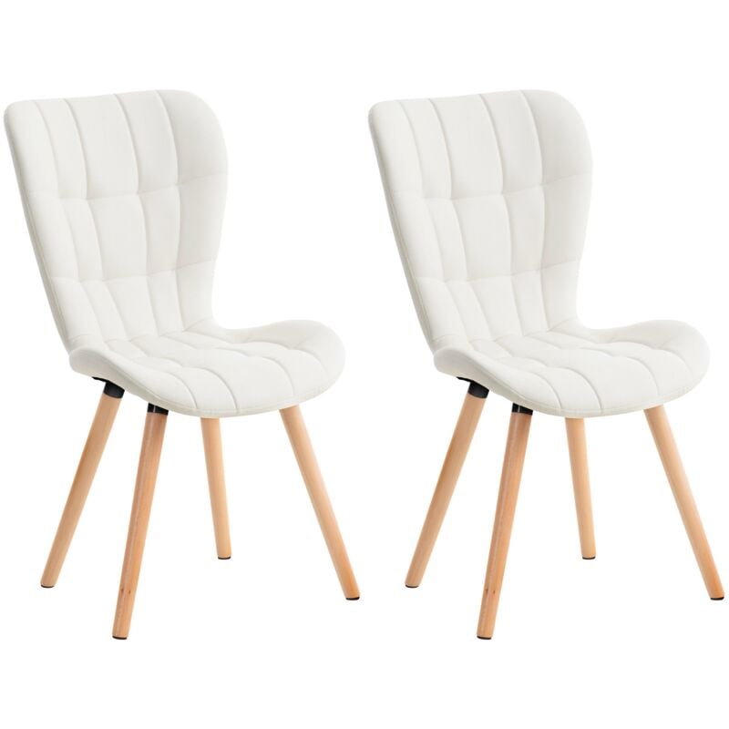Décoshop26 - Lot de 2 chaises de salle à manger dossier haut coutures décoratives assise en pvc blanc 100001645