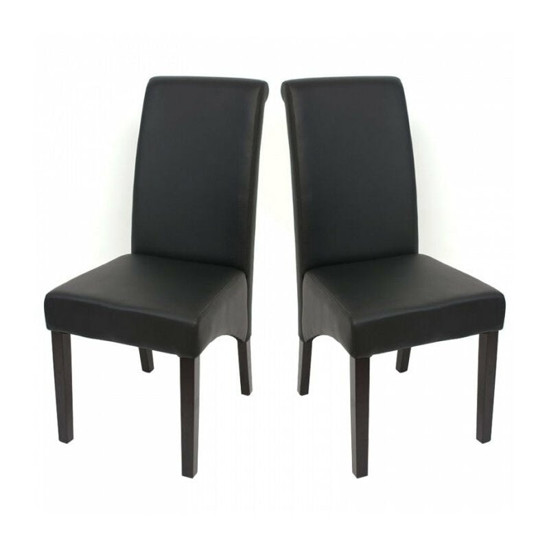 Set de 2 chaises de salle à manger en synthétique noir mat pieds foncés CDS04024
