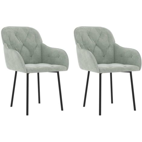 Set de 2 chaises de salle à manger en tissu velours gris clair et métal DEC025517