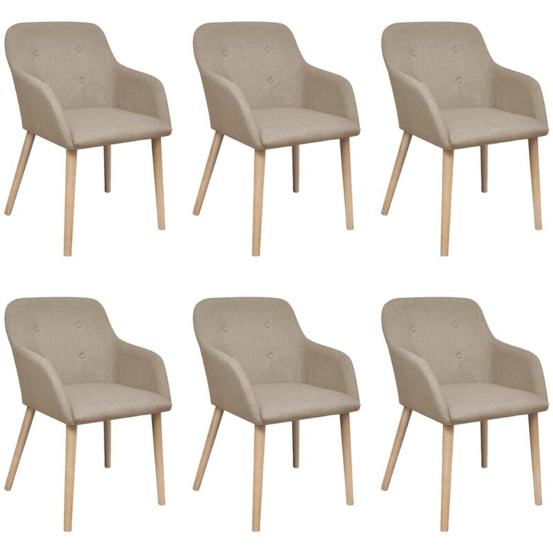 Vidaxl - Chaises à manger lot de 6 beige tissu et chêne massif