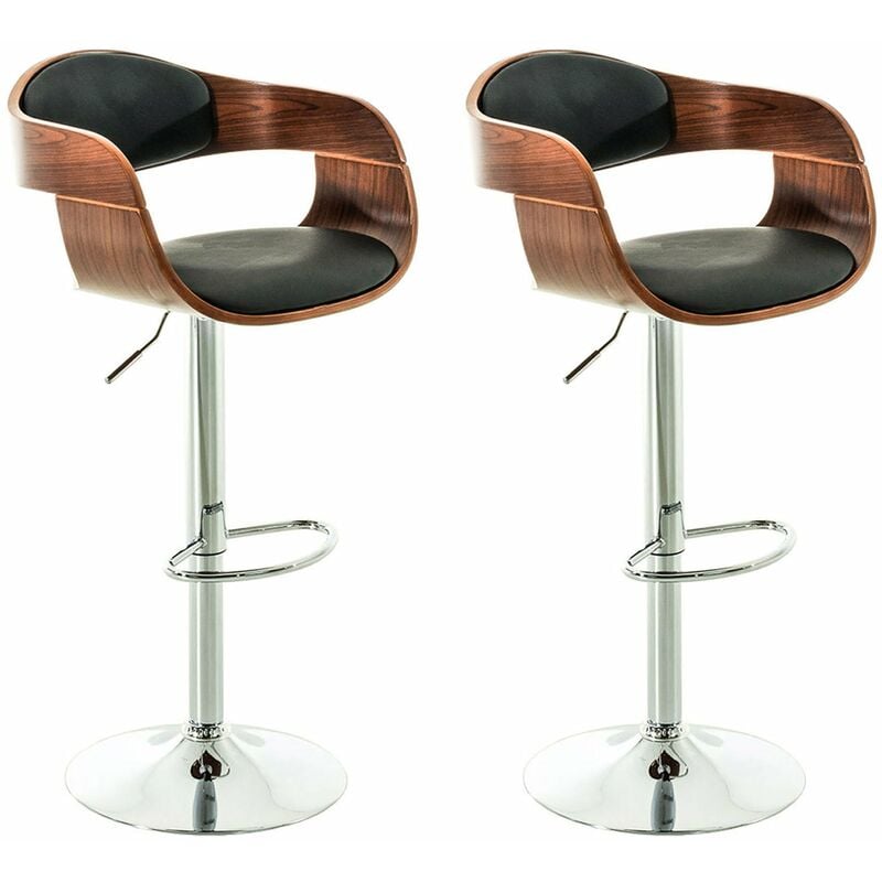 Décoshop26 - Set de 2 chaises hautes tabouret de bar avec repose-pied design moderne bois et synthétique noir 100000788