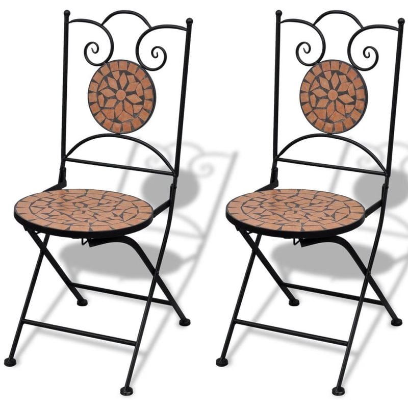 Chaises Pliables de Bistro 2 pcs Céramique Terre Cuite