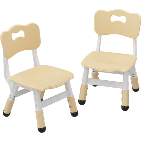 Set de 2 Chaises pour Enfants - HOERFURIY- Chaise à Hauteur Adjustable en 3 Niveaux, en Plastique pour Enfants de 2 à 6 Ans,CHENE
