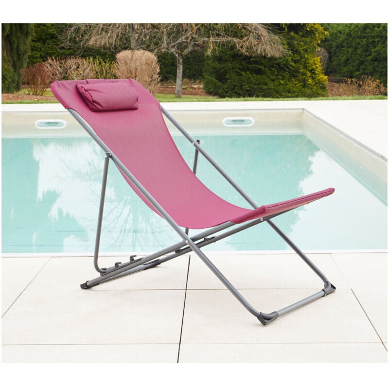 Set de 2 chiliennes à têtière sunny Bordeaux 56x94.5/81.5xh 89/44.5 cm