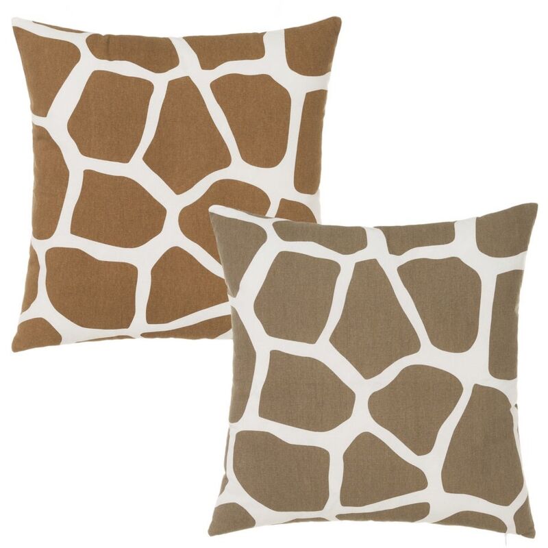 

Set de 2 cojines animal print jirafa marrón de algodón natural de 45x45 cm