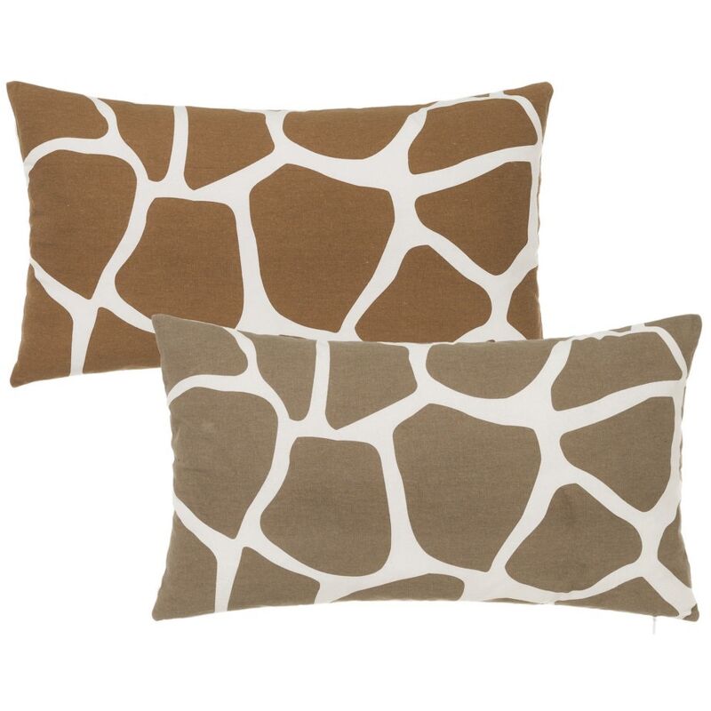 

Set de 2 cojines animal print jirafa marrón de algodón natural de 50x30 cm