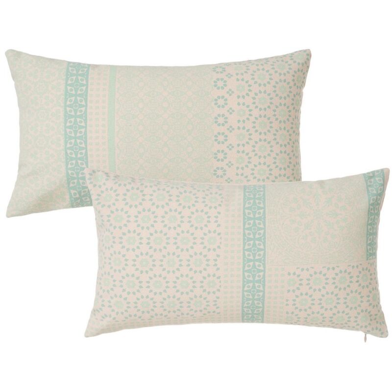 

Set de 2 cojines mosaico rectangulares verdes de algodón