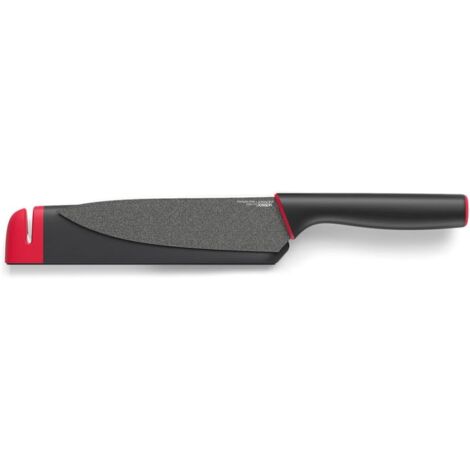 Set de 2 coltelli Joseph Joseph Slice&ampSharpen, coltelli da cucina con foderi per affilatura integrati dede, design pratico e funzionale, ideali per tagli precisi Colore nero