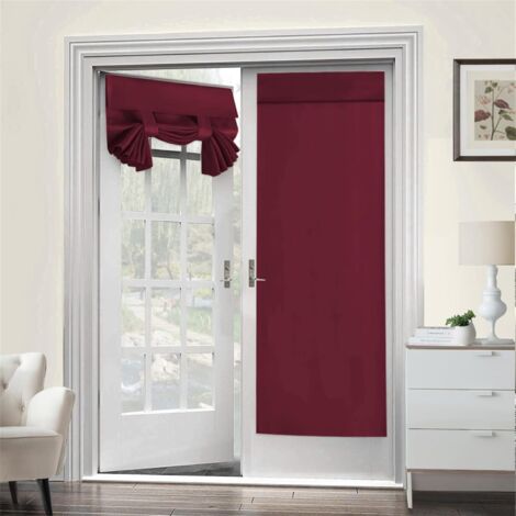 Set de 2 cortinas para puerta-ventana 66 x 173 cm – Cortina térmica aislante para puerta de vidrio / balcón, oscurecedora con cordones, ideal para dormitorio y cocina