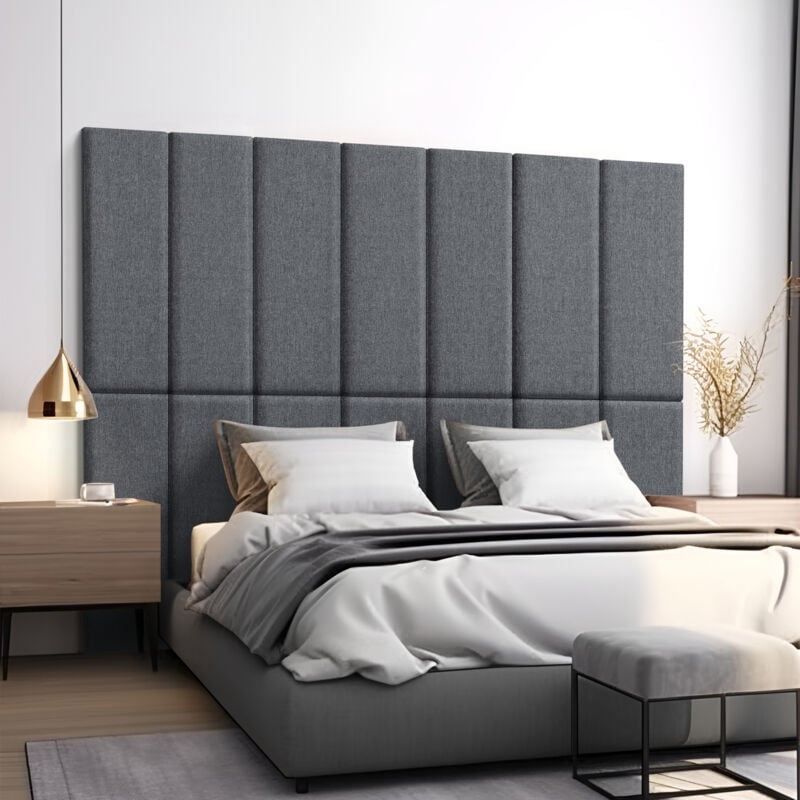 [neu.haus] - Set de 2 coussins muraux Carpino en tissu 90 x 30 cm gris foncé