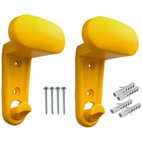 Set De 2 Crochets Porte-Manteau Muraux En Polypropylène PP Avec Vis Et Chevilles – Porte-Vêtements Résistant Pour Maison, Bureau Et Entrée – Montage Facile Couleur Jaune