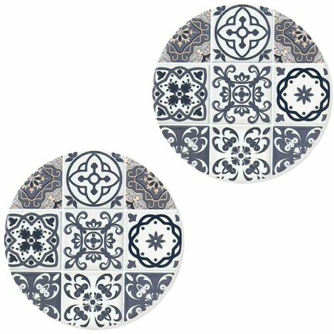 Set de 2 dessous de verres Carreaux de ciment Gris et Bleu