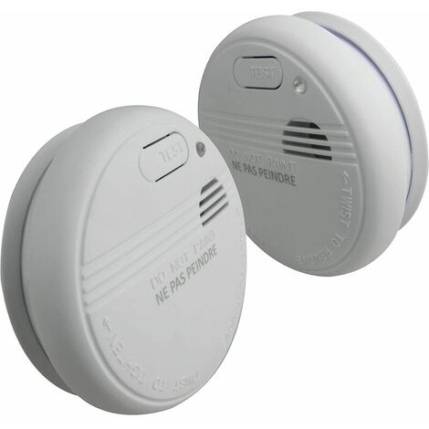 SOLEIL Set de 2 détecteurs de fumée Lifedom & EN14604 - avec piles et accessoires (blanc)