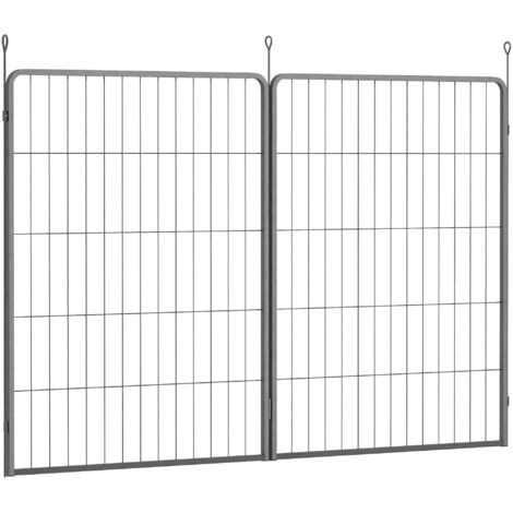 Set de 2 extensions pour parc à chiots en acier gris 80x100 cm