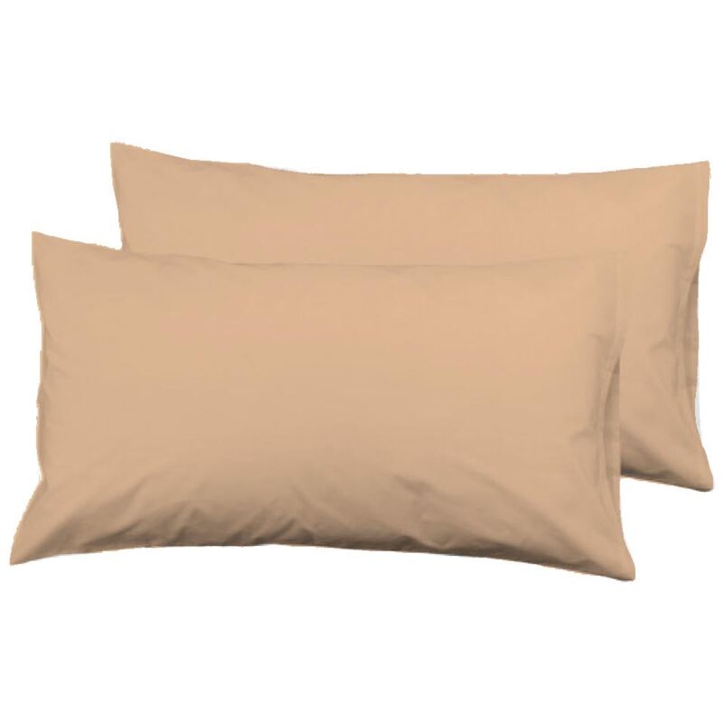 

Set de 2 fundas de almohada beige de algodón y poliéster para cama de 150 cm