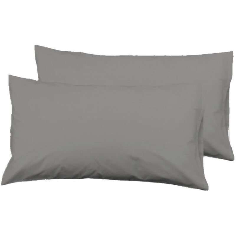 

Set de 2 fundas de almohada grises de algodón y poliéster para cama de 150 cm