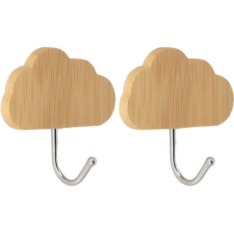 Set de 2 ganchos de bambú acero inoxidable 3m - nube - Tendance