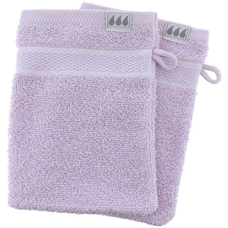 Set de 2 gants de toilette 15x21 cm 100% coton - lilas - Tendance
