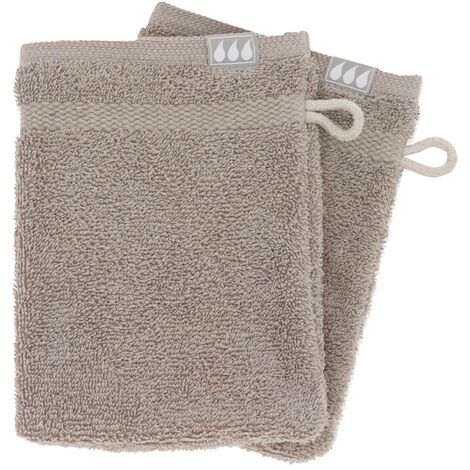 Set de 2 gants de toilette 15x21 cm 100% coton - taupe - Tendance