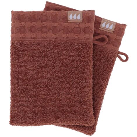 Set de 2 gants de toilette 15x21cm 100% coton - ambre - Tendance