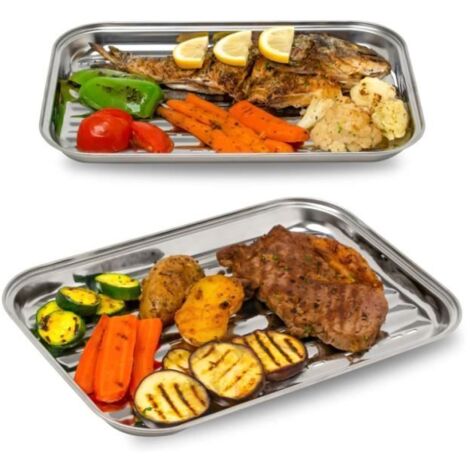 Set de 2 Grilles de Barbecue - Acier Inoxydable - Universel - Nettoyage Facile - Hygiénique