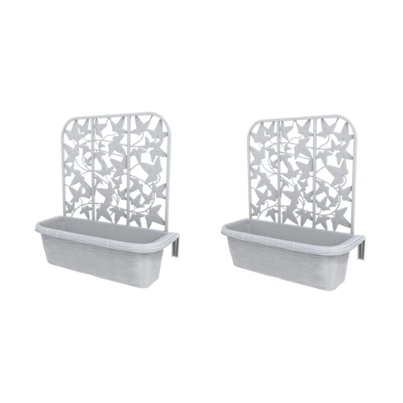 Set de 2 jardinières de balcon en plastique 'Rondine' - Blanc - l 60 x l 20 x h 64 cm - Livraison gratuite