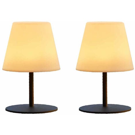 Set de 2 lampes de table sans fil LED TWINS Gris Acier H16CM