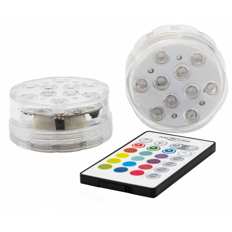 

Set de 2 luces LED flotantes para piscinas luces sumergibles de 16 colores 4 efectos de luz con mando a distancia