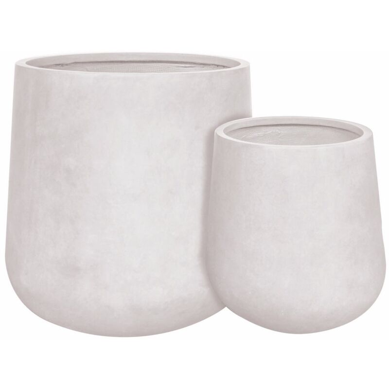 

Set de 2 maceteros envejecidos Samos de fibrocerámica blancos