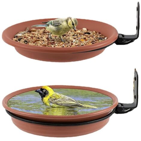 set De 2 Mangeoires, 2 Plateaux, 2 Supports Mangeoires Pour Oiseaux D'extrieur, Tangs Pour Oiseaux, Mangeoires Pour Oiseaux De Balcon, Mangeoires