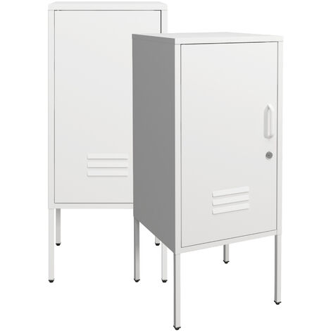 Set de 2 mesas de noche Hausjärvi 82x35x35 cm acero - Blanco [en.casa]