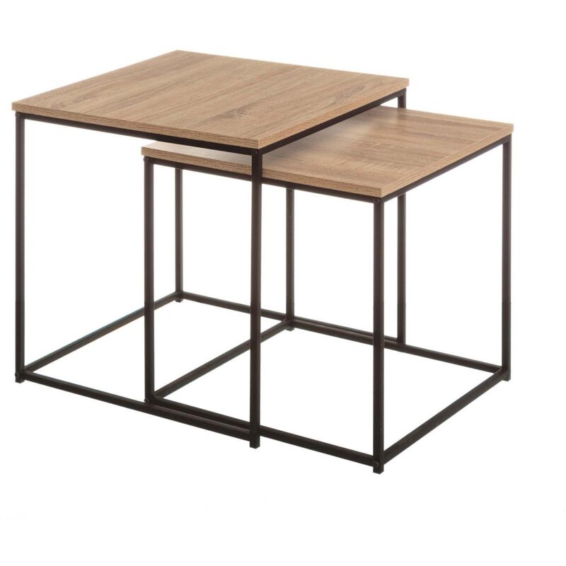 

Set de 2 mesitas auxiliares de madera modernas negras