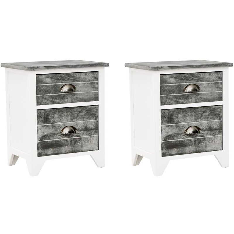 

vidaXL Mesitas de Noche con 2 Cajones 2 Unidades Gris y Blanca - Gris