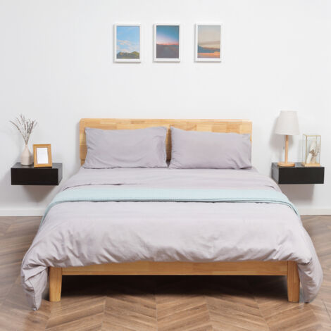 Set de 2 Mesitas de Noche Flotantes con 1 Cajón Diseño Montado en la Pared Estilo Moderno 40x30x15 cm Negro